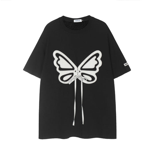 Bow Leather Embroidered Short-sleeved T-shirt